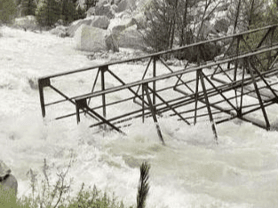 Bailey bridge connecting China border broken