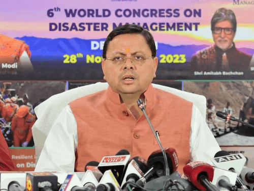 CM Dhami spoke to the media regarding the 6th Global Disaster Management Conference