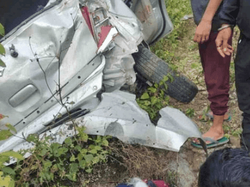 Grandfather and nephew died after car fell into ditch, were going to village to attend wedding ceremony