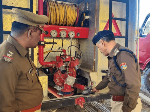 Chief Fire Officer Almora conducted half yearly inspection of fire station Ranikhet