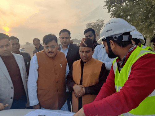 Cabinet Minister Dr. Dhan Singh Rawat inspected the construction work of satellite center here