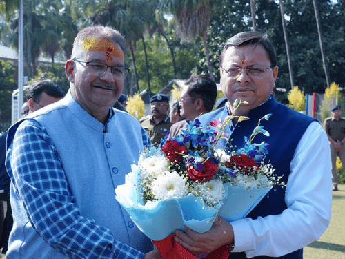 Cabinet Minister Ganesh Joshi and people from different areas wished CM Dhami for the New Year