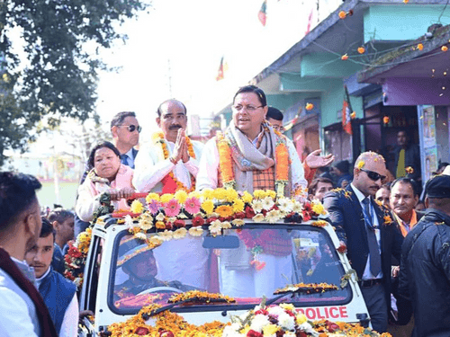 CM Dhami participated in the road show organized from Kapkot to Kedareshwar Maidan