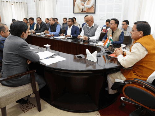 CM Dhami held a meeting with officials in the camp office