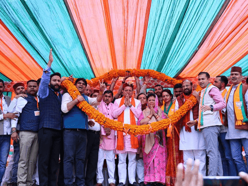 CM Dhami did road show in Sahiya, Dehradun