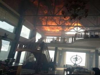The hotel burnt by forest fire