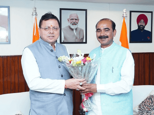 Newly elected member Ajay Tamta made a courtesy visit to CM Dhami