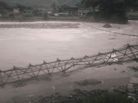 Suspension bridge broken due to heavy rain in Champawat