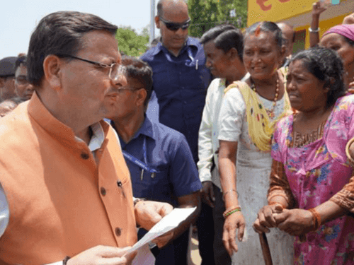 Image for CM Dhami did ground and aerial inspection of flood affected areas