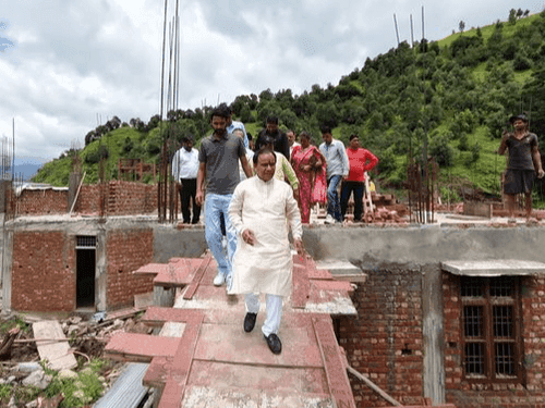 Cabinet Minister Dr. Dhan Singh Rawat inspected the building under construction