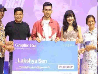Graphic Era honoured Olympian Lakshya Sen and presented him a cheque of Rs 25 lakh