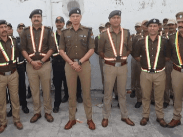 Radium reflective safety vests distributed to policemen and home guards