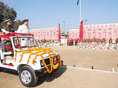 CM Dhami inspected the rally parade in Nanurkheda