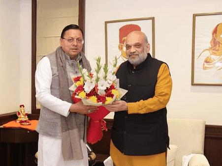 Image for CM Dhami paid a courtesy visit to Union Home Minister Amit Shah in New Delhi