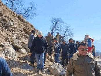 Image for DM Sandeep Tiwari did a field inspection of the new road survey work