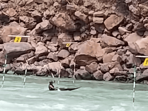 Image for Water sports slalom kayaking competition started in Phulchatti