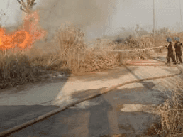 The fire spreading towards the industrial units was brought under control