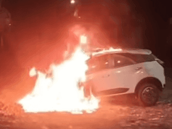 Image for Car caught fire, fire service brought it under control