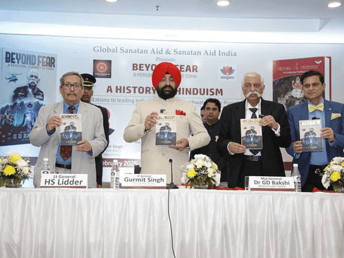 Governor Gurmit Singh released the book 'Beyond Fear: A Personal Journey to Soma'