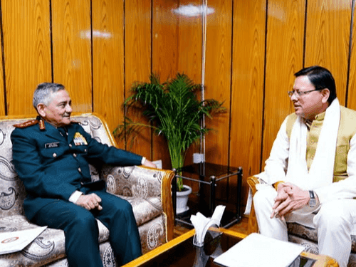 Image for CDS General Anil Chauhan paid a courtesy visit to CM Dhami