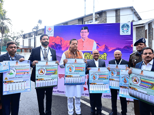 Image for CM Dhami released the calendar (wall and table top)