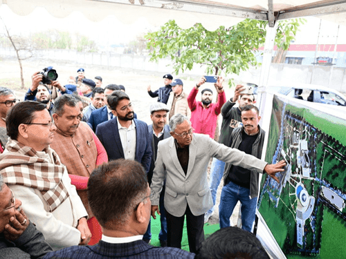 Image for CM Dhami did a site inspection of the works of the Science City project