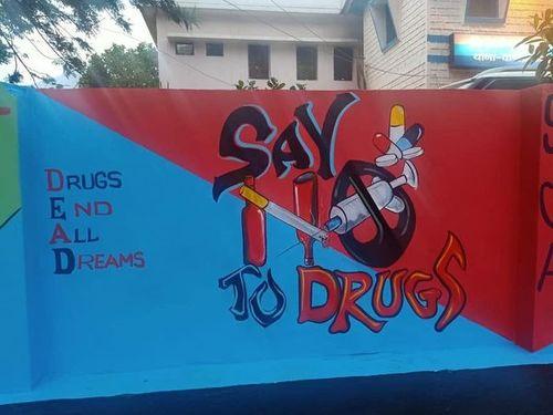 Police are making the public aware through wall painting