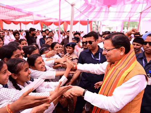 Image for CM Dhami participated in the program organized in the school