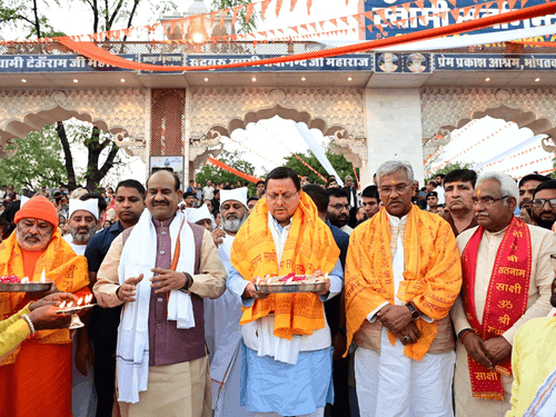 CM Dhami participated in the Ganga Pujan organized at Sarvananda Ghat