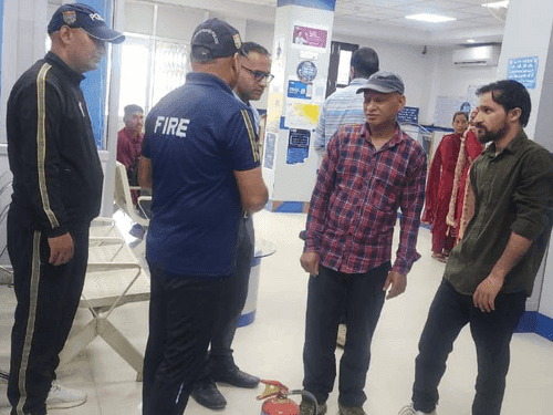 Image for Training on fire extinguishing provided by Barkot Fire Service