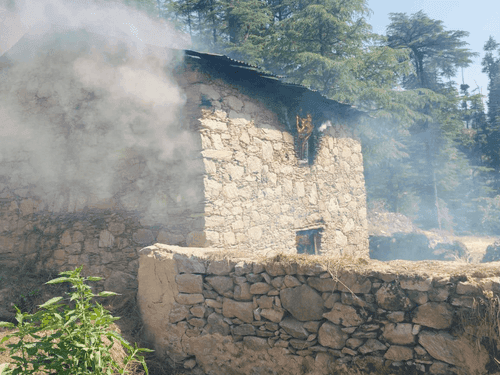 Image for Fire in cow shed in Tehri, Buffalo's life saved with quick treatment