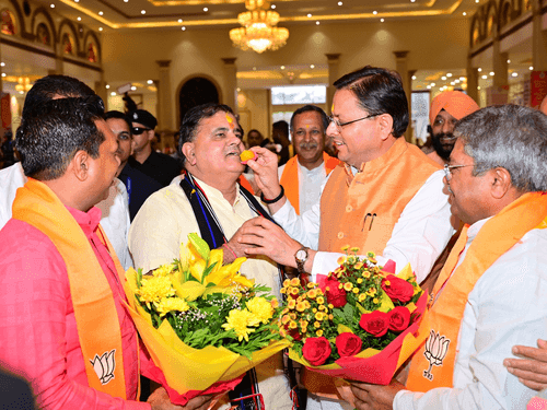 Image for Mahendra Bhatt elected as BJP Uttarakhand President, CM Dhami extends congratulations