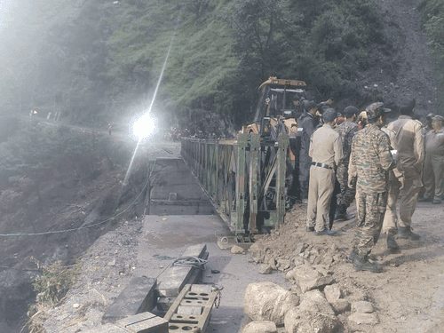 Image for Bailey bridge constructed at Limchagad on Gangotri Highway, traffic restored