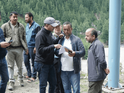Image for DM inspects temporary lake formed in Harshil, debris removal work underway
