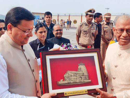 CM Dhami presents Char Dham offerings to Mauritius Prime Minister