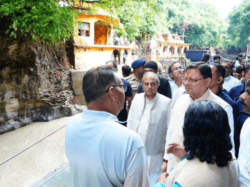 Image for CM Dhami inspects rain-affected areas at Tapkeshwar Mahadev Temple
