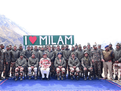 Chief Minister Dhami meets ITBP personnel in border village Milam