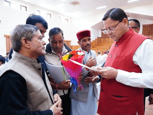 CM Dhami listens to public grievances during "Janata Milan"