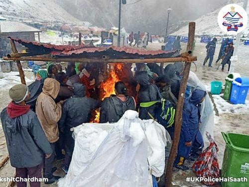 Arrangements for bonfires have been made for the devotees.