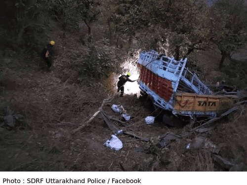 Truck falls into gorge in Uttarkashi, two injured rescued