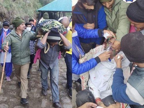 A devotee who was injured due to slipping foot was taken to the hospital by Uttarakhand Police