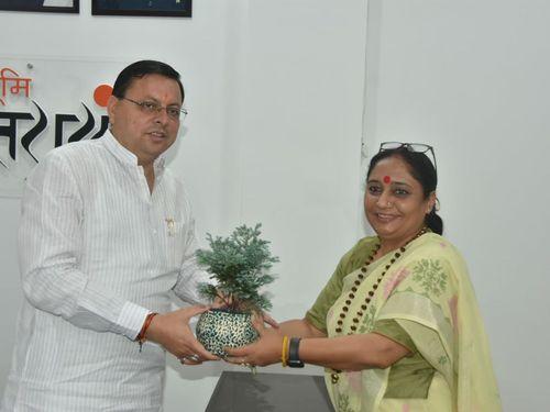 Speaker Ritu Khanduri Bhushan made a courtesy call on CM Dhami today.