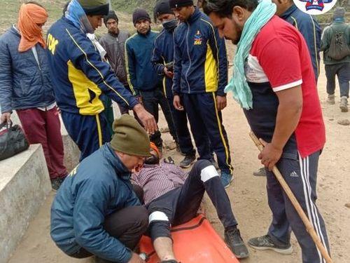 The person fell down, the SDRF team did the rescue
