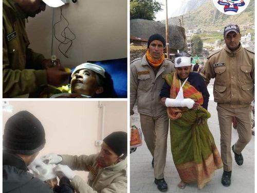 Police gave support to the devotee who fell on the stairs