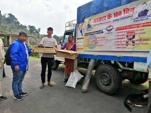 One day poultry chickens were distributed to 50 beneficiaries of poorly scheduled castes for livelihood enhancement.
