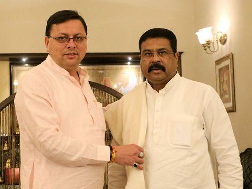 CM Dhami made a courtesy call on the Union Education Minister Shri Dharmendra Pradhan