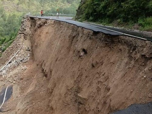 Road blocked due to road collapse