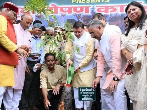 CM Dhami participated in a tree plantation program and planted saplings