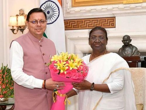 CM Dhami pays a courtesy call to President Smt Draupadi Murmu