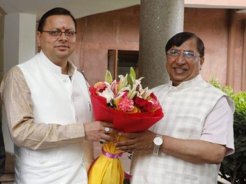CM Dhami meets Rajya Sabha MP Shri Naresh Bansal